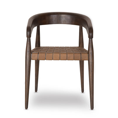 Glenorie Indoor Timber Dining Chair with Leather Woven Seat