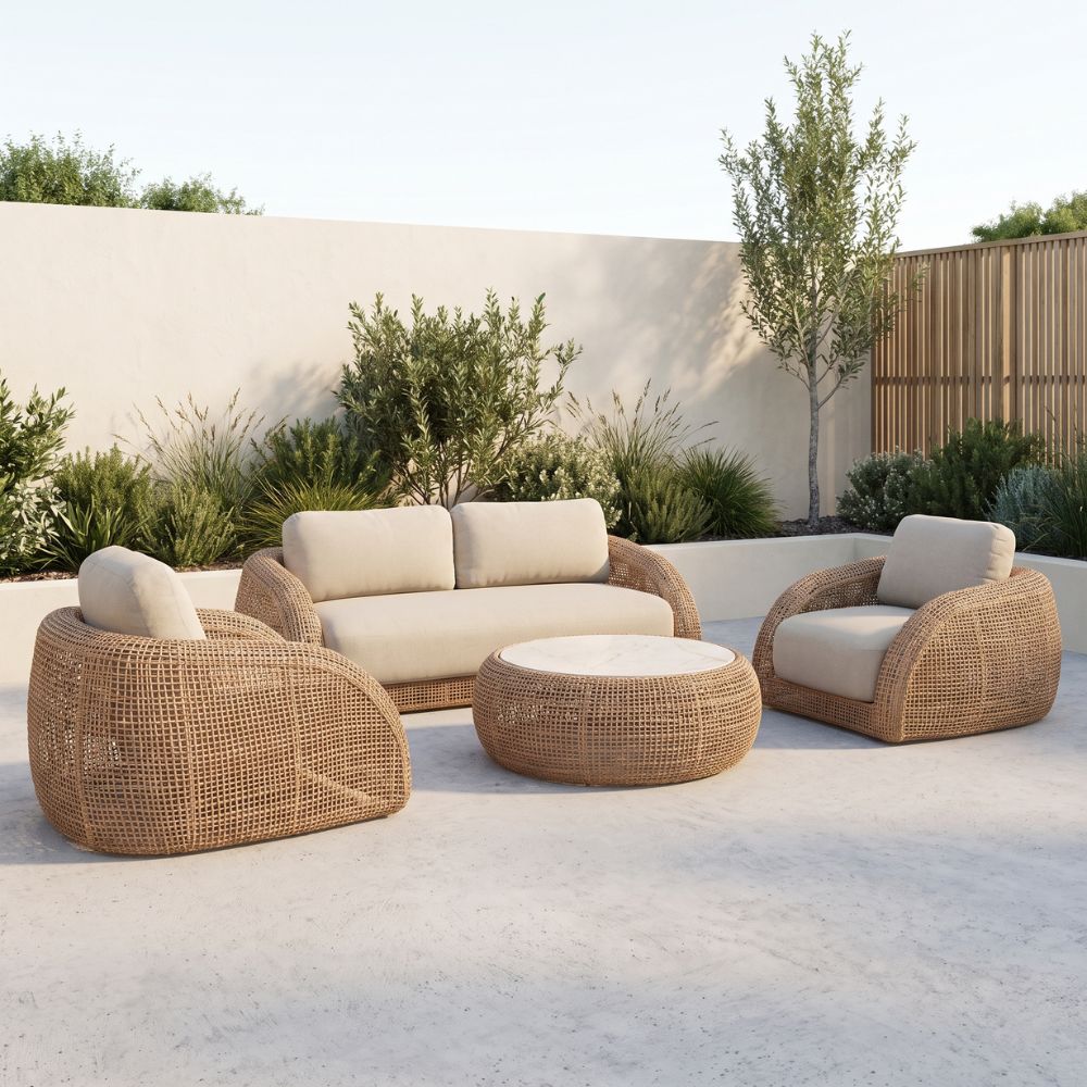 Harbour Outdoor 2+1+1 Wicker Lounge Set with Coffee Table