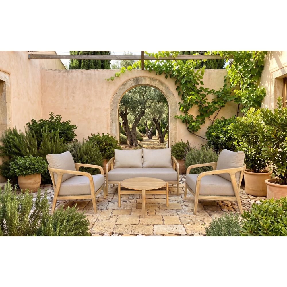 Hartley Outdoor 2+1+1 Timber Lounge Set with Coffee Table
