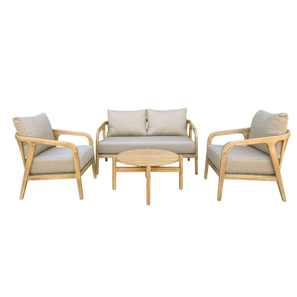 Hartley Outdoor 2+1+1 Timber Lounge Set with Coffee Table