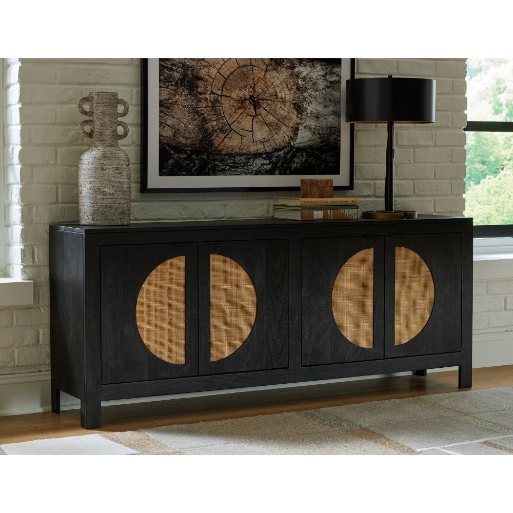 Hendrix Indoor Timber And Rattan Buffet Sideboard