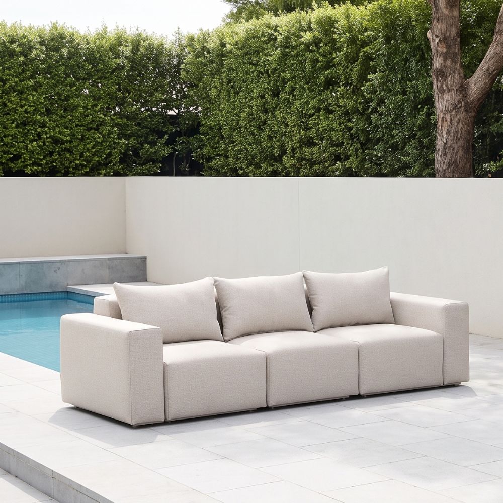 Henley Outdoor 3 Seater Fabric and Aluminium Lounge