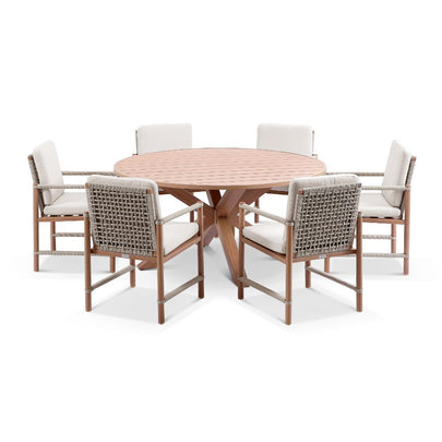 Houston Outdoor 1.5m Round Aluminium Dining Setting With 6 Avery Chairs