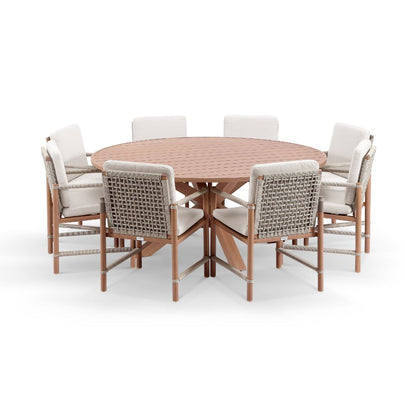 Houston Outdoor 1.8m Round Aluminium Dining Setting With 8 Avery Chairs