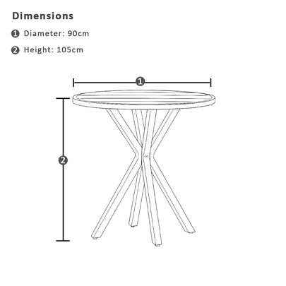 Houston Outdoor 90cm Round Aluminium Bar Table With 4 Hugo Bar Stools