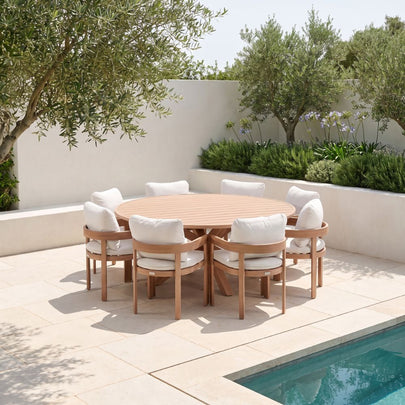 Houston 1.8m Outdoor Round Aluminium Table with 8 Marlo Dining Chairs