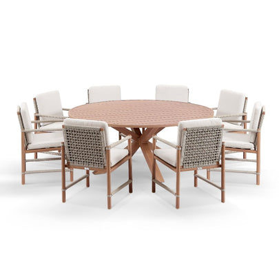 Houston Outdoor 1.8m Round Aluminium Dining Setting With 8 Avery Chairs