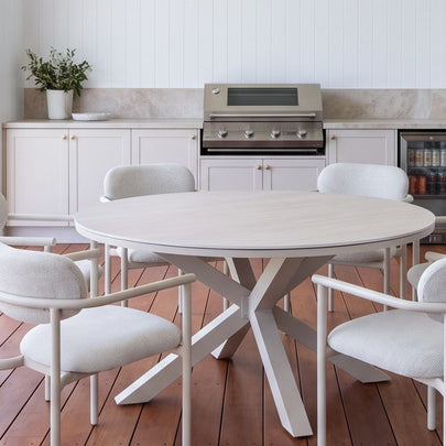 Hugo 1.5m Outdoor Round Aluminium and Ceramic Dining Table