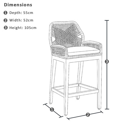 Hugo Outdoor Aluminium and Rope Bar Stool