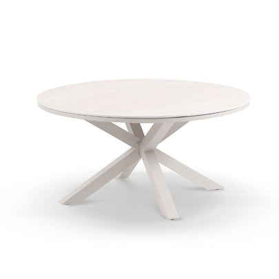 Hugo 1.5m Outdoor Round Aluminium and Ceramic Table with 6 Aria Dining Chairs