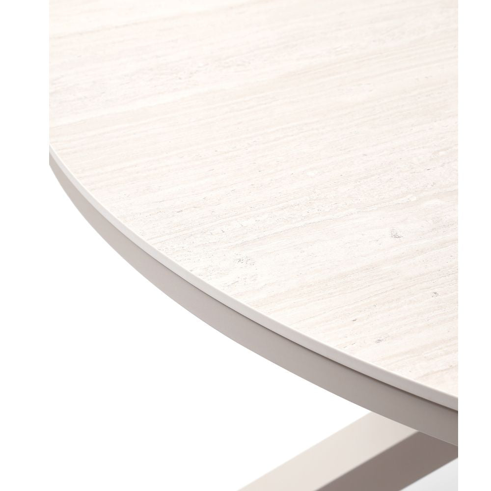 Hugo 1.5m Outdoor Round Aluminium and Ceramic Table with 6 Aria Dining Chairs