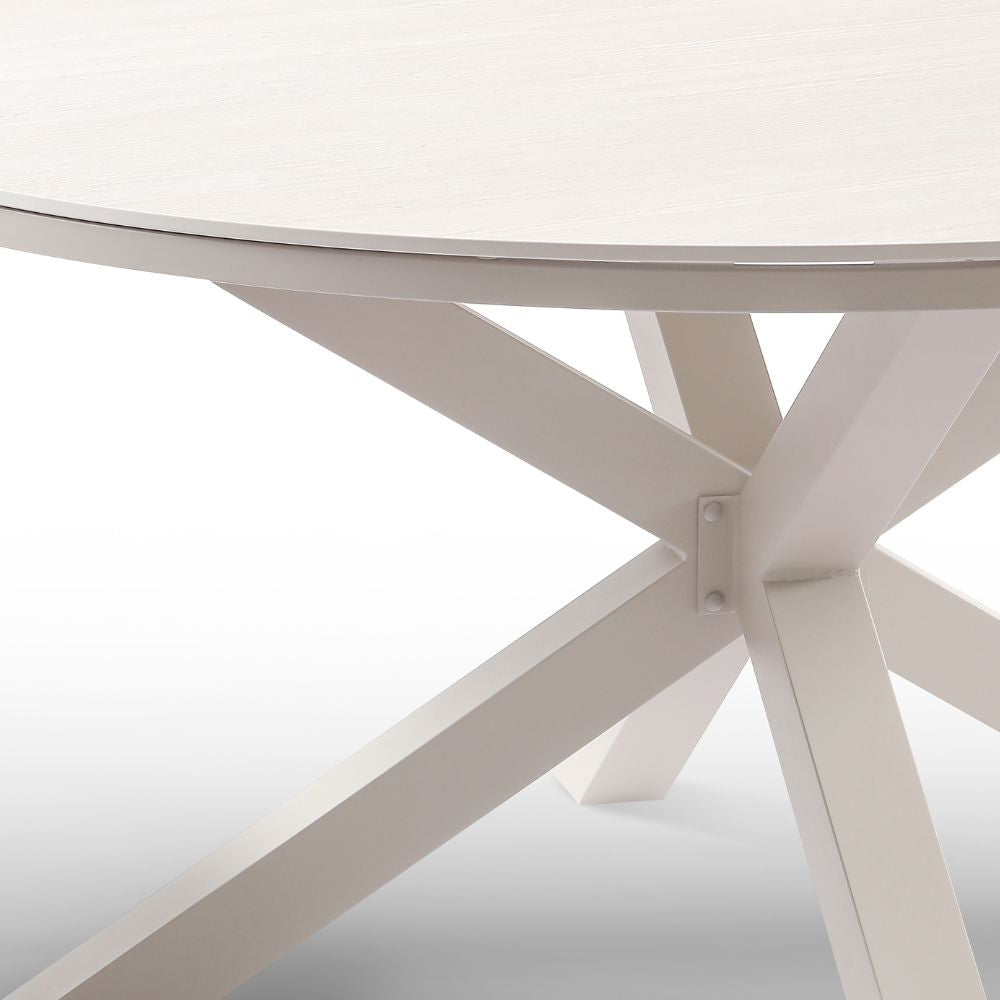 Hugo 1.5m Outdoor Round Aluminium and Ceramic Table with 6 Aria Dining Chairs