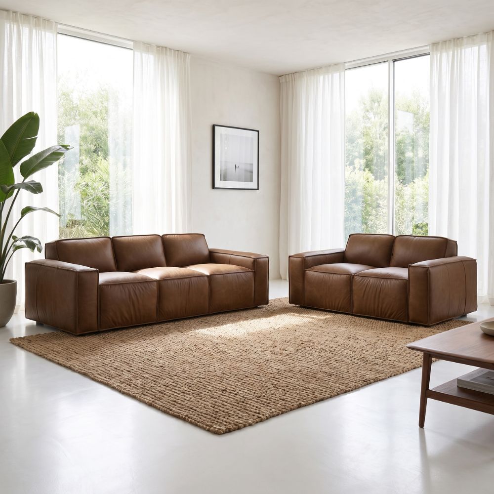 Richmond 3+2 Seater Indoor Leather Lounge Sofa Set