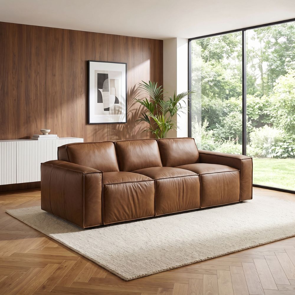 Richmond 3 Seater Indoor Leather Lounge Sofa
