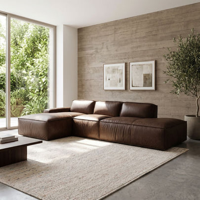 Richmond Indoor Leather Chaise Lounge Sofa Set