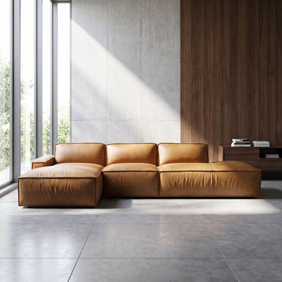 Richmond Indoor Leather Chaise Lounge Sofa Set