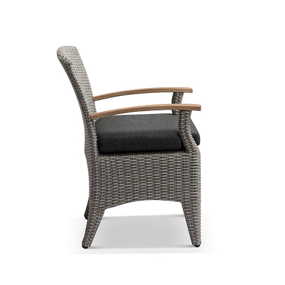 Kai Outdoor Wicker and Teak Dining Arm Chair
