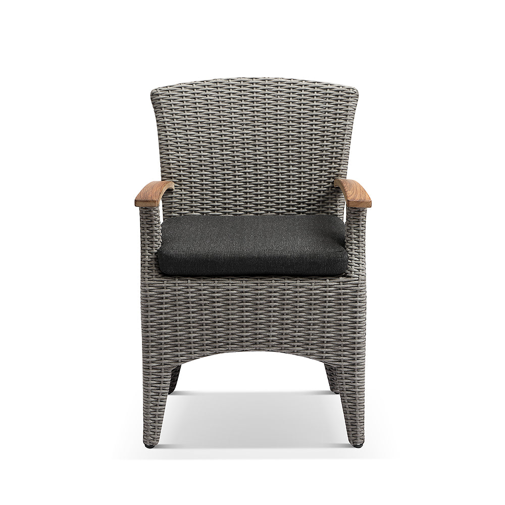 Kai Outdoor Wicker and Teak Dining Arm Chair