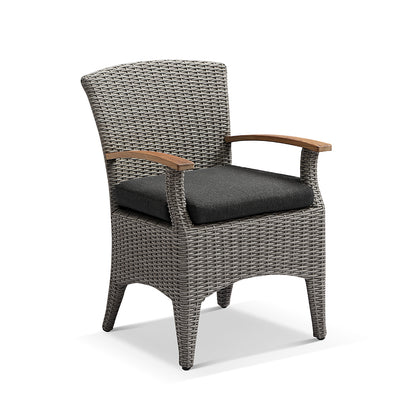 Kai Outdoor Wicker and Teak Dining Arm Chair