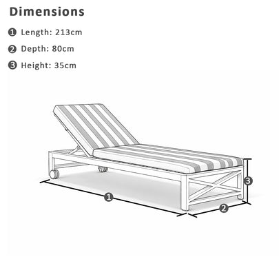 Kansas Outdoor Aluminium Sun Lounge on Wheels with Sunbrella cushion