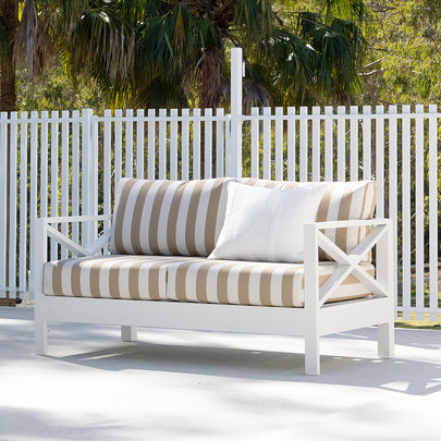 Kansas 2 seater Outdoor Aluminium Lounge in Sunbrella