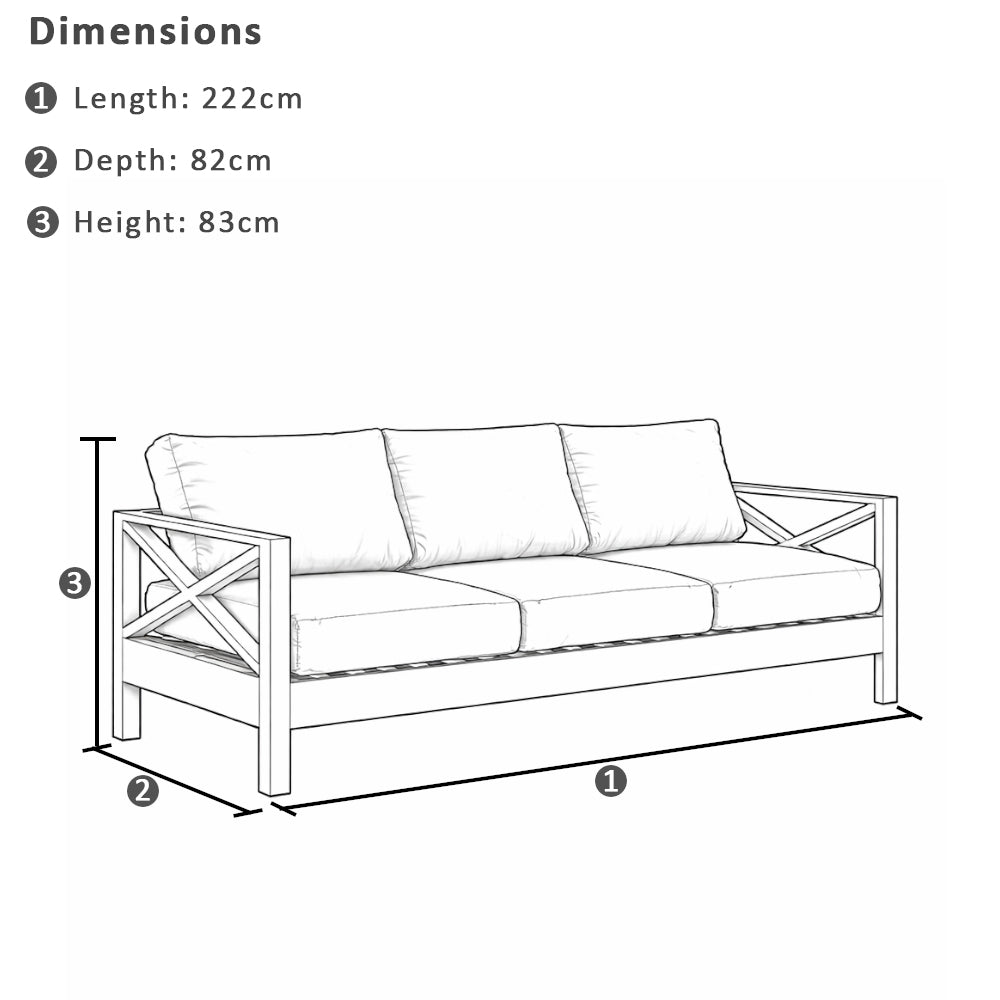 Kansas 3+2+1 seater Outdoor Aluminium Lounge Set with Coffee Table