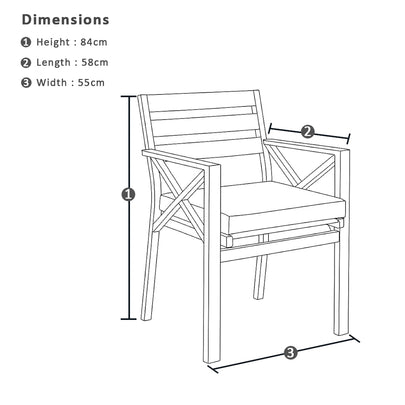 Kansas Outdoor Aluminium Dining Arm Chair in Light Oak Look
