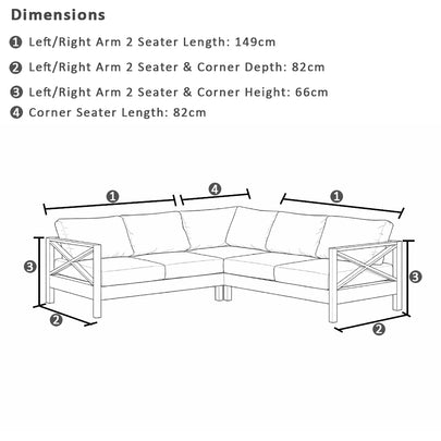 Kansas Package A - Outdoor Aluminium Corner Modular Lounge Set with Coffee Table