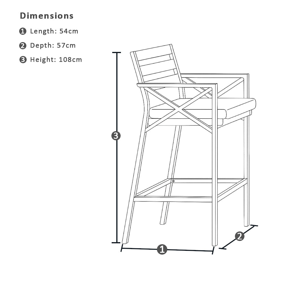 Santorini Outdoor Aluminium Square Bar Table with 4x Kansas Bar Stools