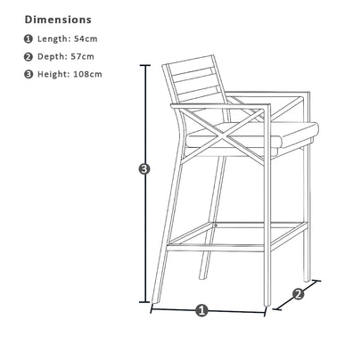 Santorini Outdoor Aluminium Square Bar Table with 4x Kansas Bar Stools