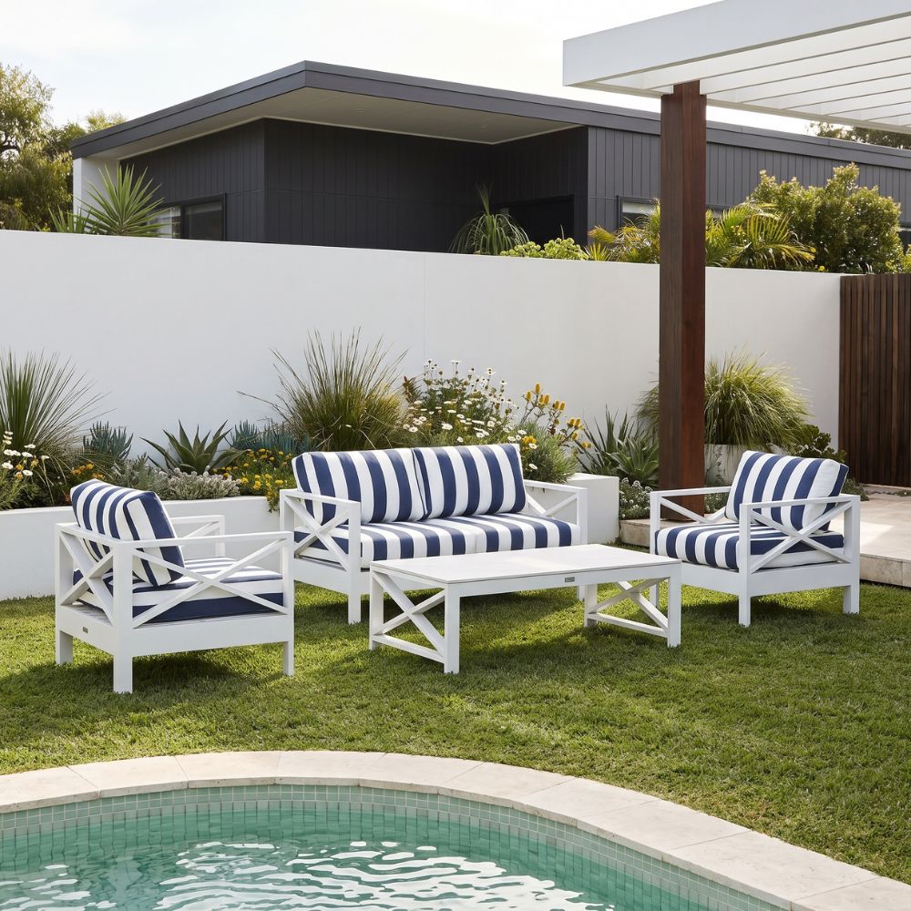 Kansas 2+1+1 seater Outdoor Aluminium Lounge Set with Coffee Table