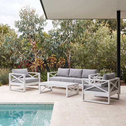 Kansas 3+1+1 seater Outdoor Aluminium Lounge Set with Coffee Table