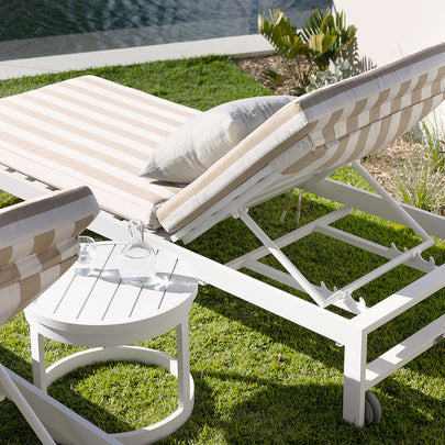 Kansas Outdoor Aluminium Sun Lounge Set on Wheels with Sunbrella Cushions