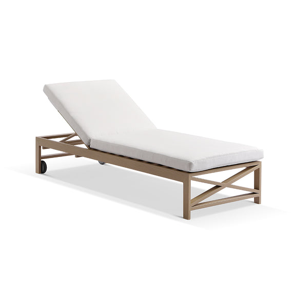 Kansas Outdoor Light Oak Aluminium Sun Lounge with Sunbrella cushion