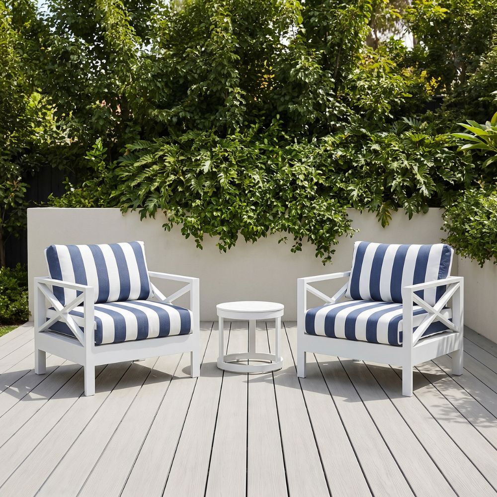 Kansas Outdoor Aluminium Lounge Patio Balcony Set with Side Table