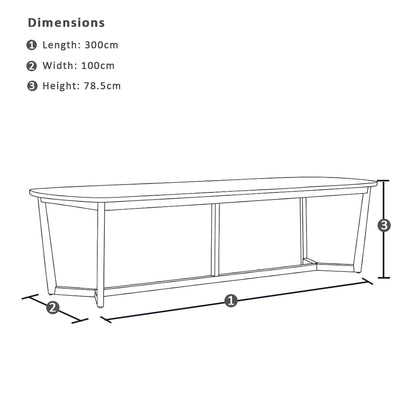 Kingscliff 3m Rectangle Indoor Timber Dining Table