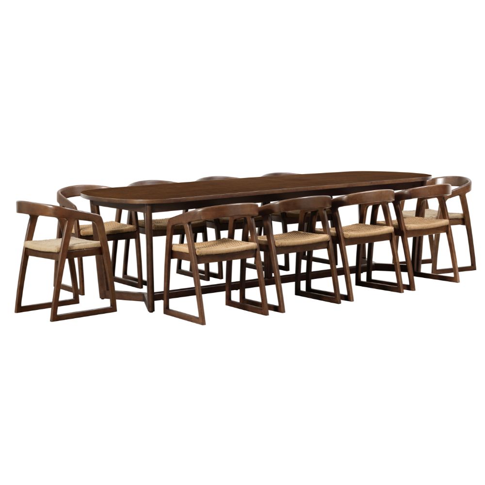 Kingscliff 10 Seater Rectangle Indoor Timber Dining Table and Chairs Setting