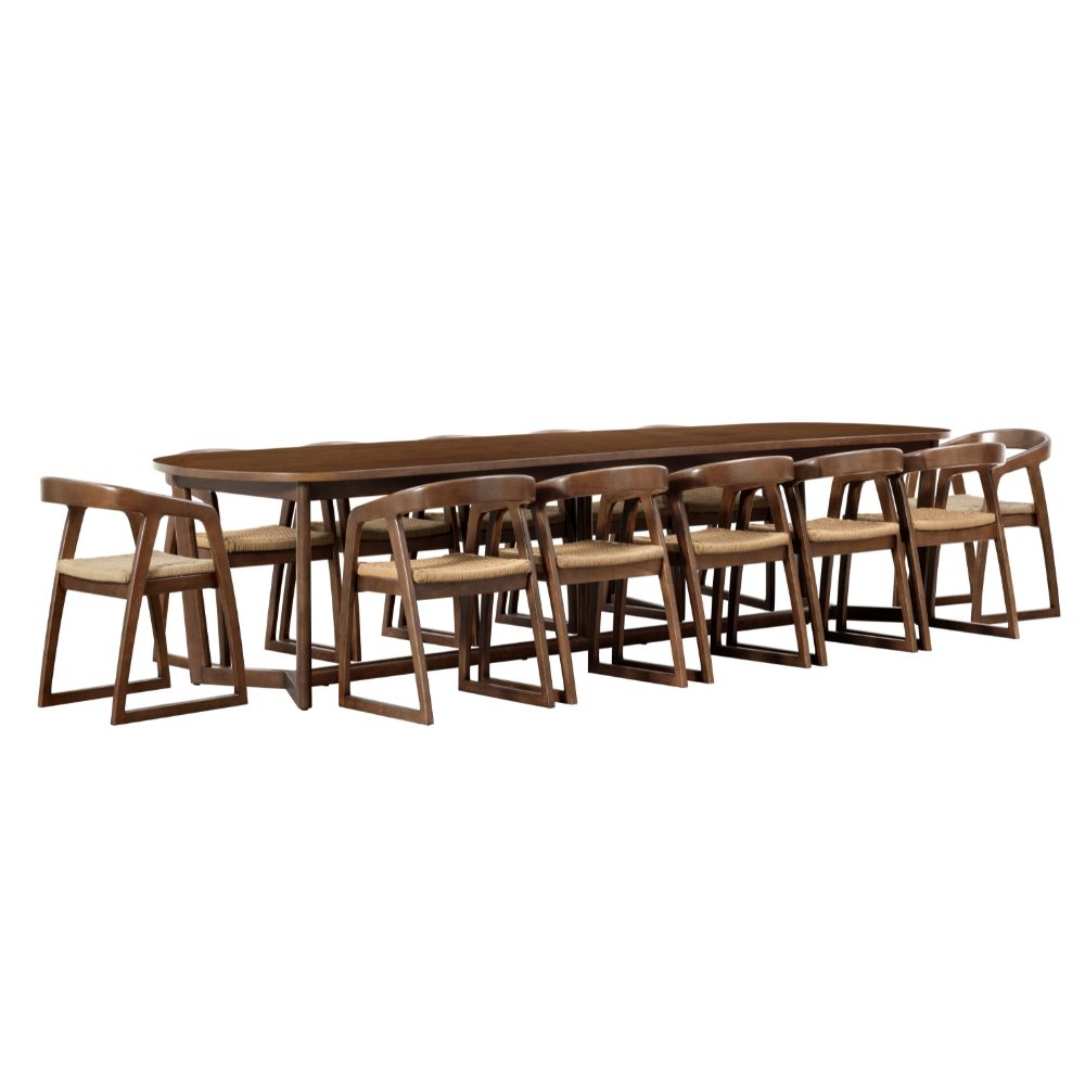 Kingscliff 12 Seater Rectangle Indoor Timber Dining Table and Chairs Setting