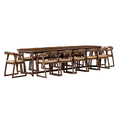Kingscliff 12 Seater Rectangle Indoor Timber Dining Table and Chairs Setting