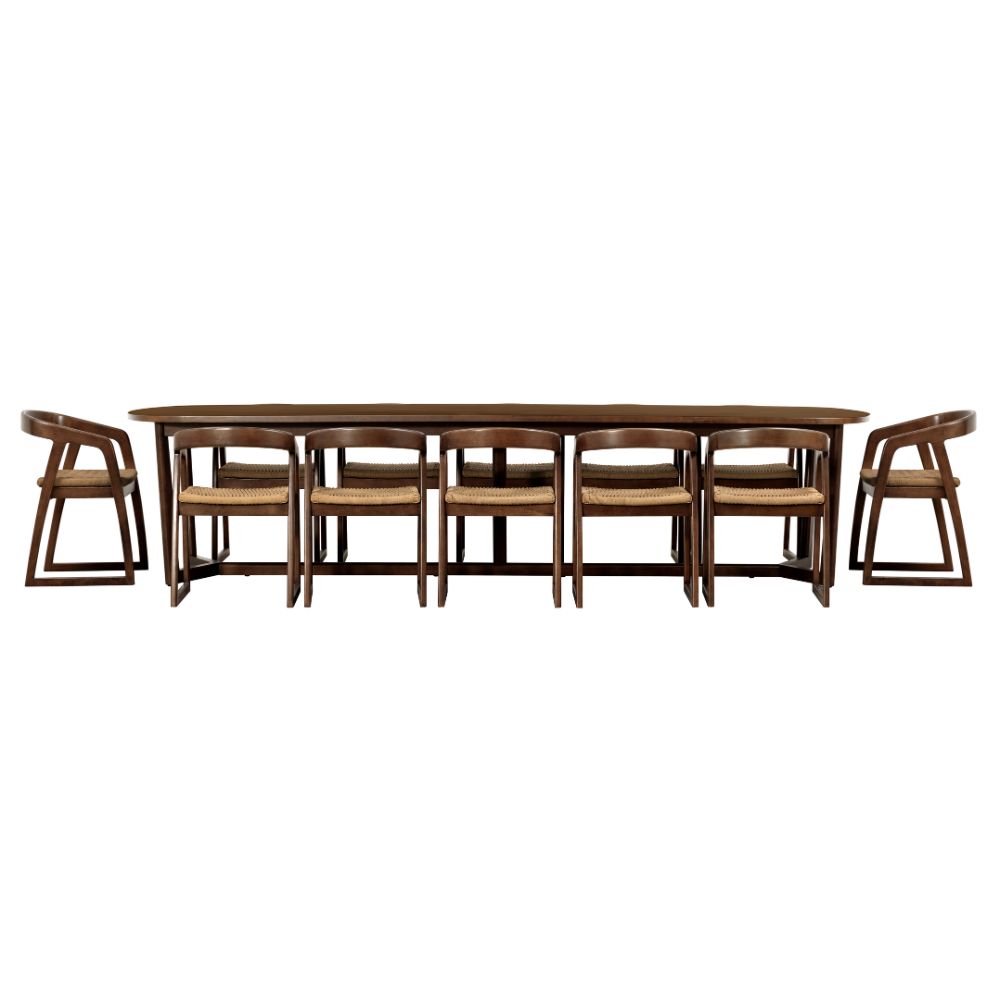 Kingscliff 12 Seater Rectangle Indoor Timber Dining Table and Chairs Setting