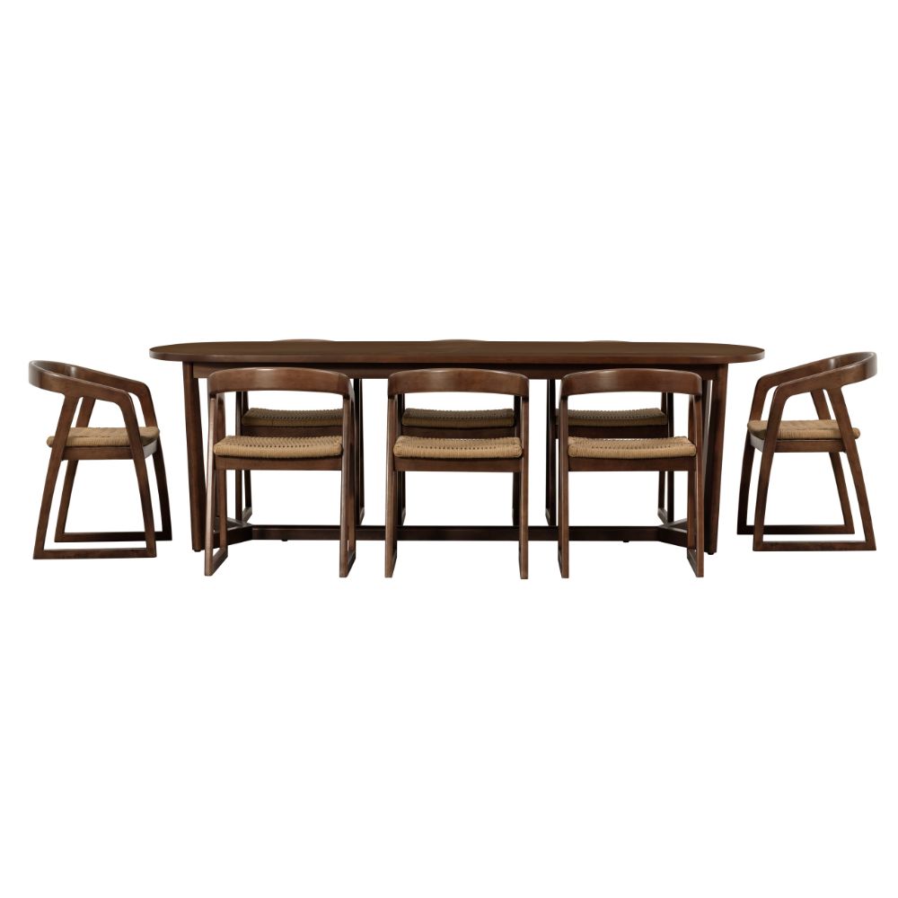 Kingscliff 8 Seater Rectangle Indoor Timber Dining Table And Chairs Setting