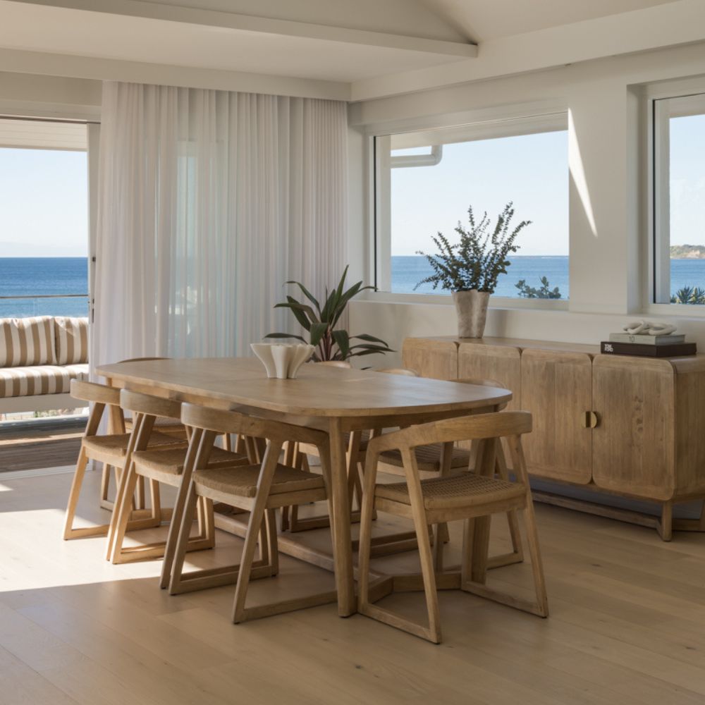 Kingscliff 8 Seater Rectangle Indoor Timber Dining Table And Chairs Setting