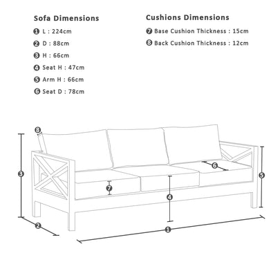 Whitehaven 3+2+1 Outdoor Aluminium Lounge with Sunbrella Cushions with Hugo Coffee Table Set