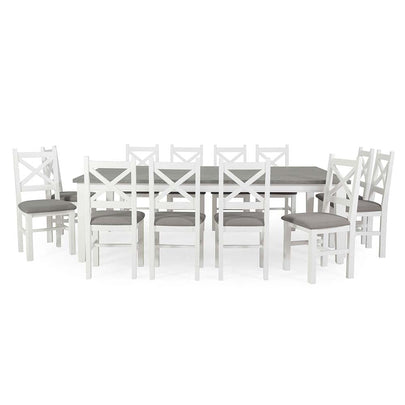 Ashton 12 Seater Large Rectangle Timber Dining Table and Chairs Wooden Setting