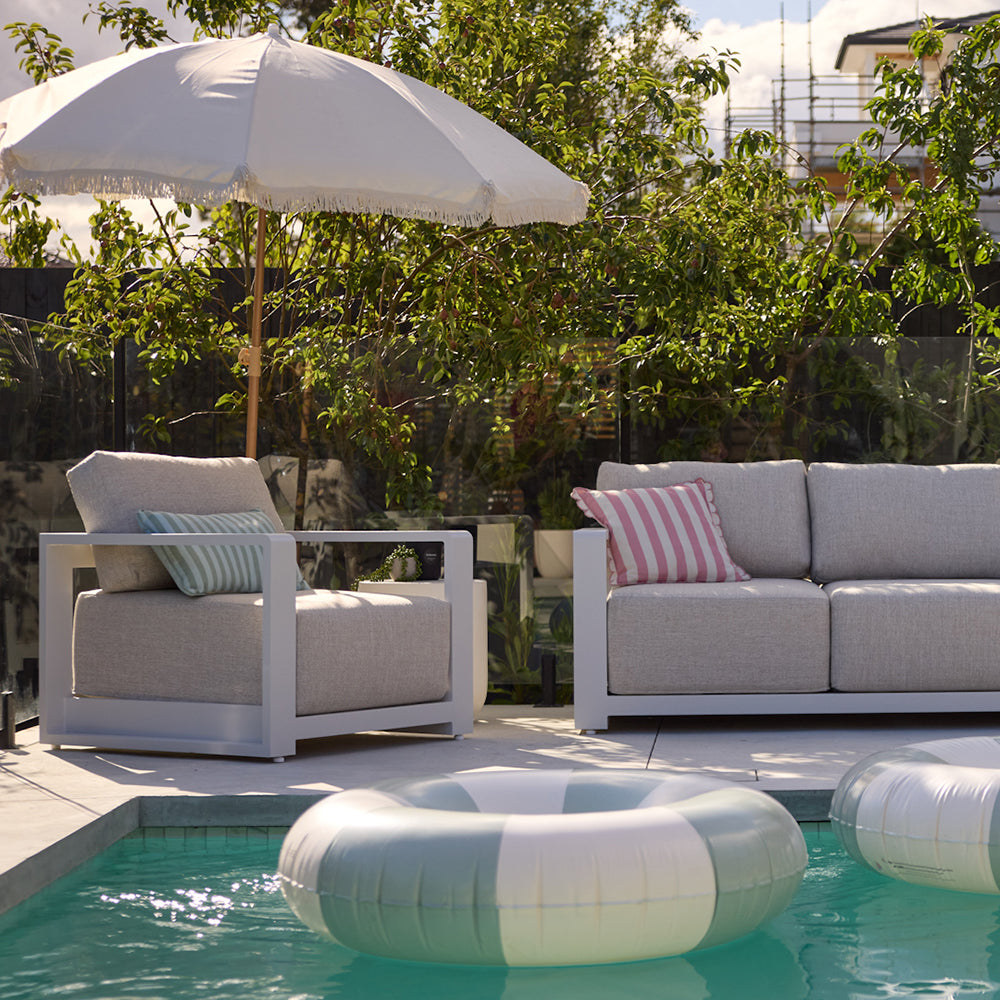 Whitehaven 3+1+1 Seater Outdoor Aluminium Lounge Set with Santorini Coffee Table