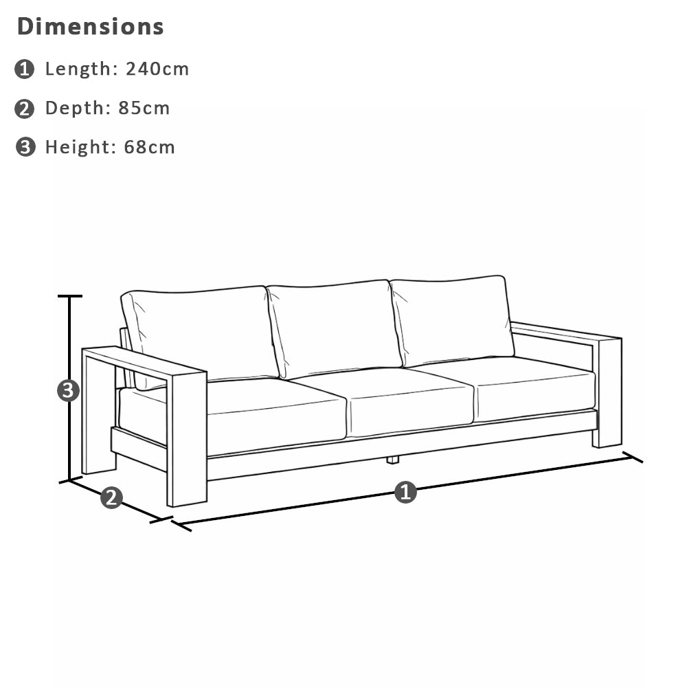 Mackay Outdoor Aluminium 3+1+1 Lounge Set with Coffee table