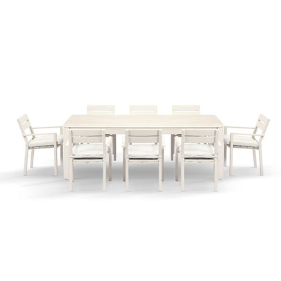 Malibu 2.2m Outdoor Aluminium and Ceramic Dining Table with 8 Santorini Chairs