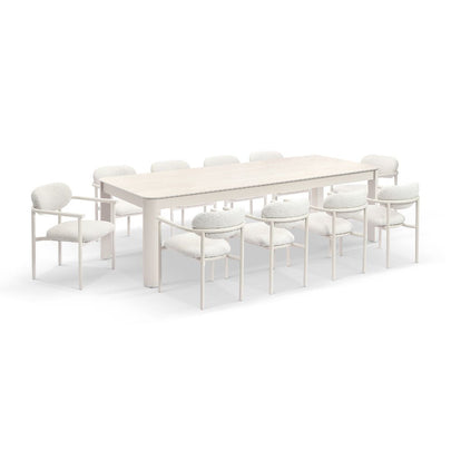 Malibu 2.65m Outdoor Aluminium and Ceramic Dining Table with 10 Aria Chairs