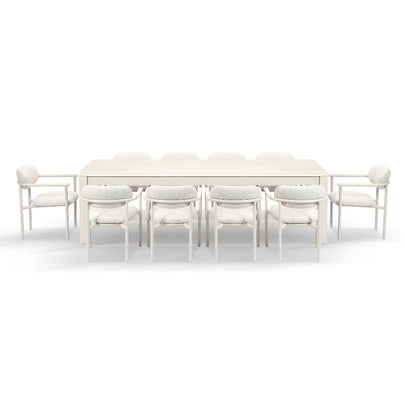 Malibu 2.65m Outdoor Aluminium and Ceramic Dining Table with 10 Aria Chairs