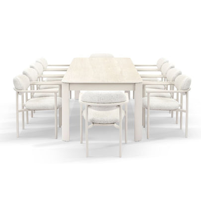 Malibu 2.65m Outdoor Aluminium and Ceramic Dining Table with 10 Aria Chairs